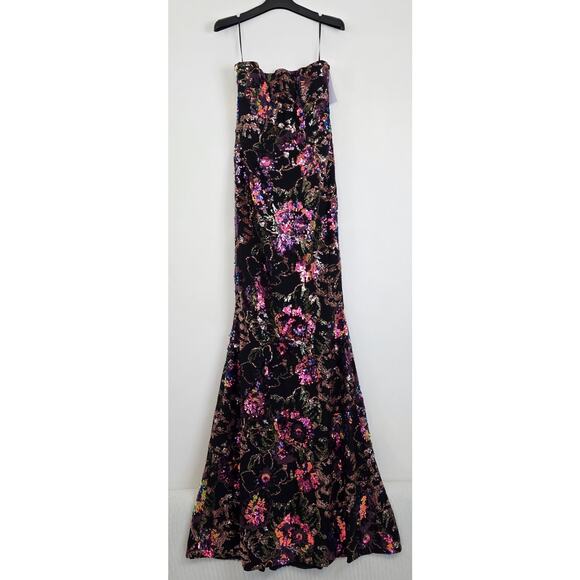 Helsi Helen Strapless Floral Stretch Sequin Mermaid Maxi Dress Sz Medium NWT - Picture 2 of 11